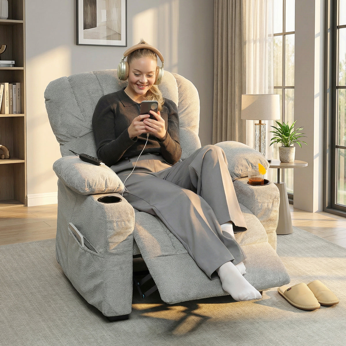 Elektrischer Relaxsessel mit Liegefunktion und USB