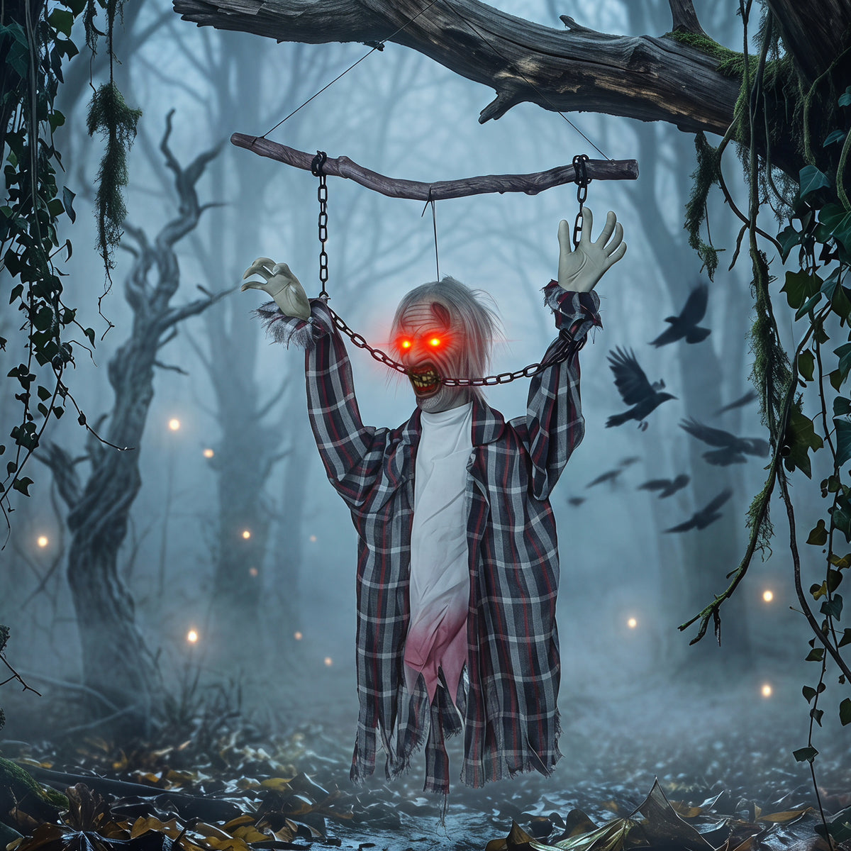 Animierte Halloween-Hängedeko Zombie, 110 cm