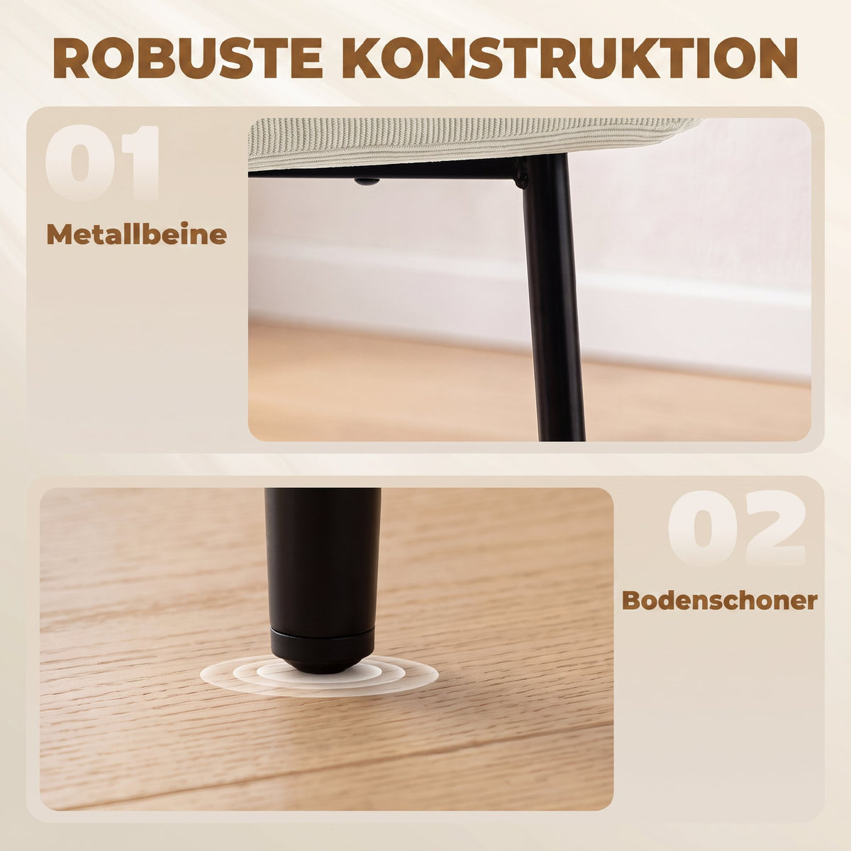 Esszimmerstühle 2er-Set mit Armlehnen und Cordbezug