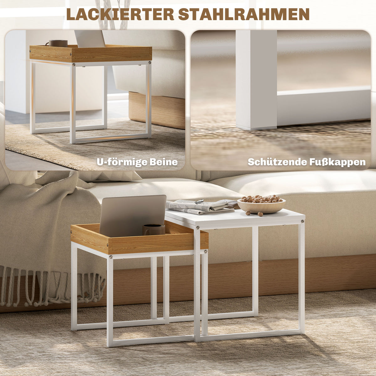 Couchtisch-Set mit zwei ineinanderschiebbaren Tischen