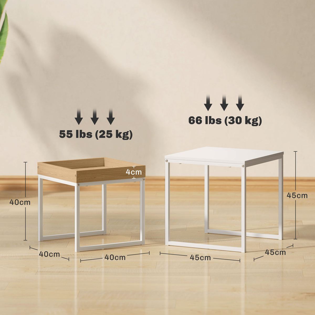 Couchtisch-Set mit zwei ineinanderschiebbaren Tischen