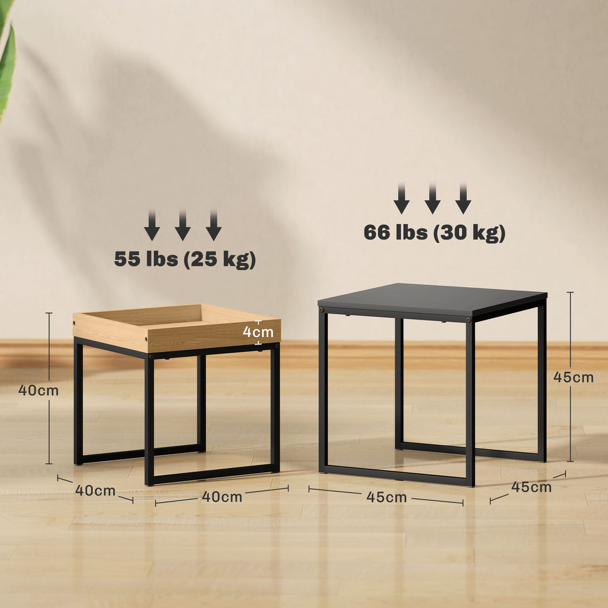 Couchtisch-Set mit zwei ineinanderschiebbaren Tischen
