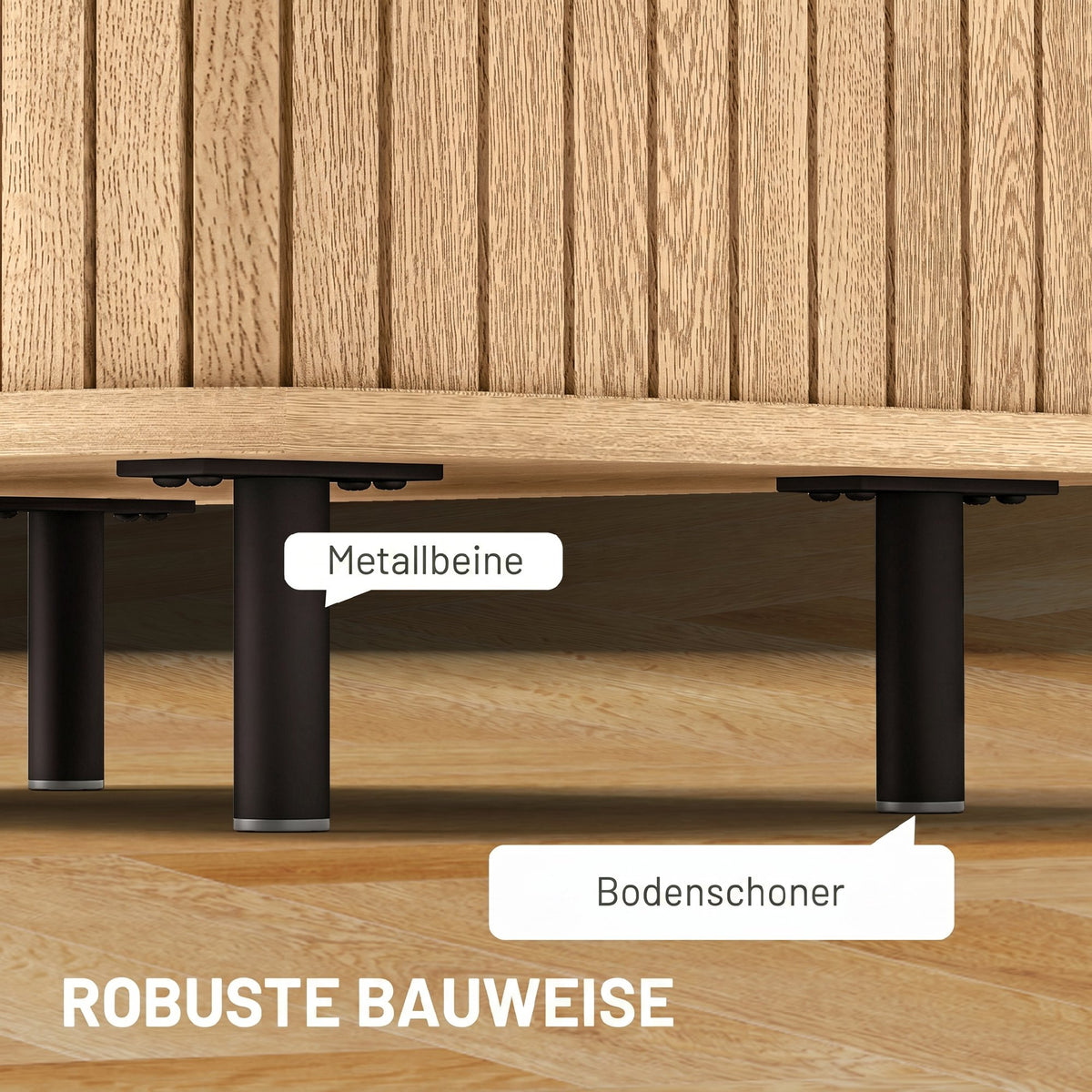 Nachttisch mit Schiebetüren und Stahlbeinen