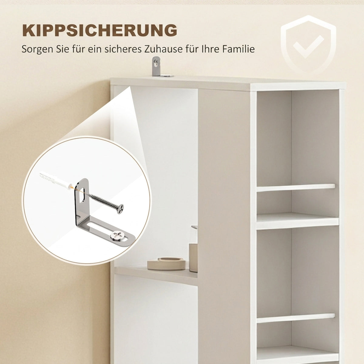 Schmaler Badezimmerschrank mit Schubladen