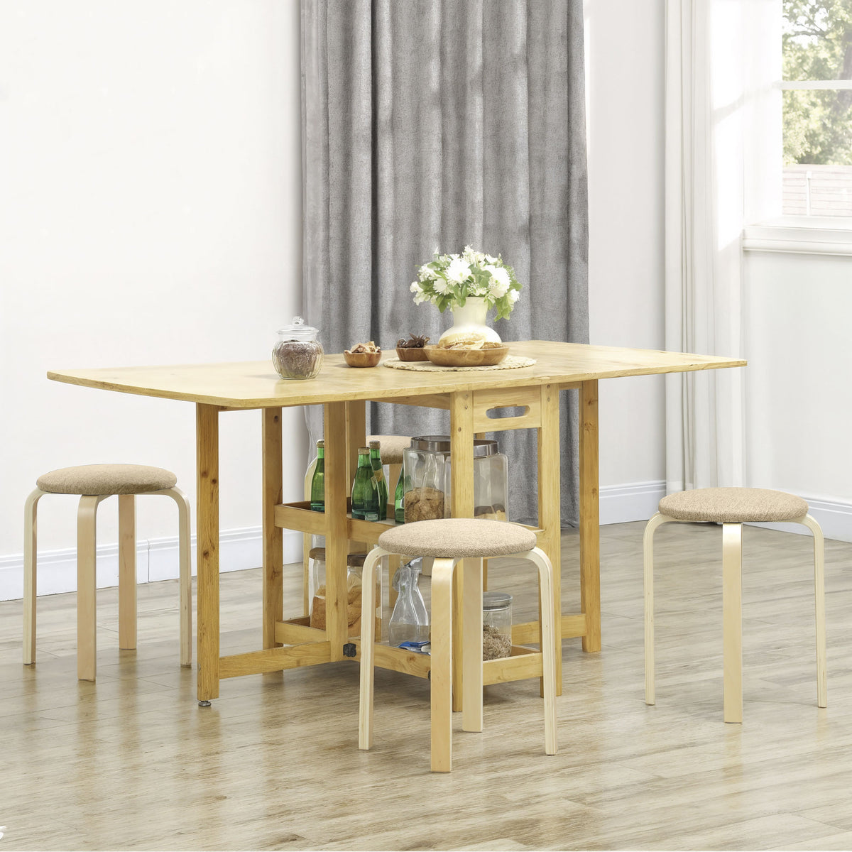 Polsterhocker im 4er-Set, stapelbar