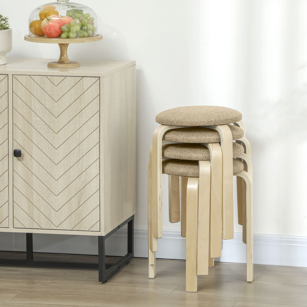 Polsterhocker im 4er-Set, stapelbar