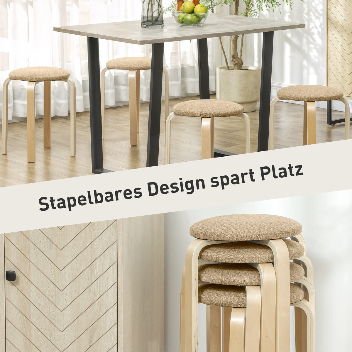 Polsterhocker im 4er-Set, stapelbar