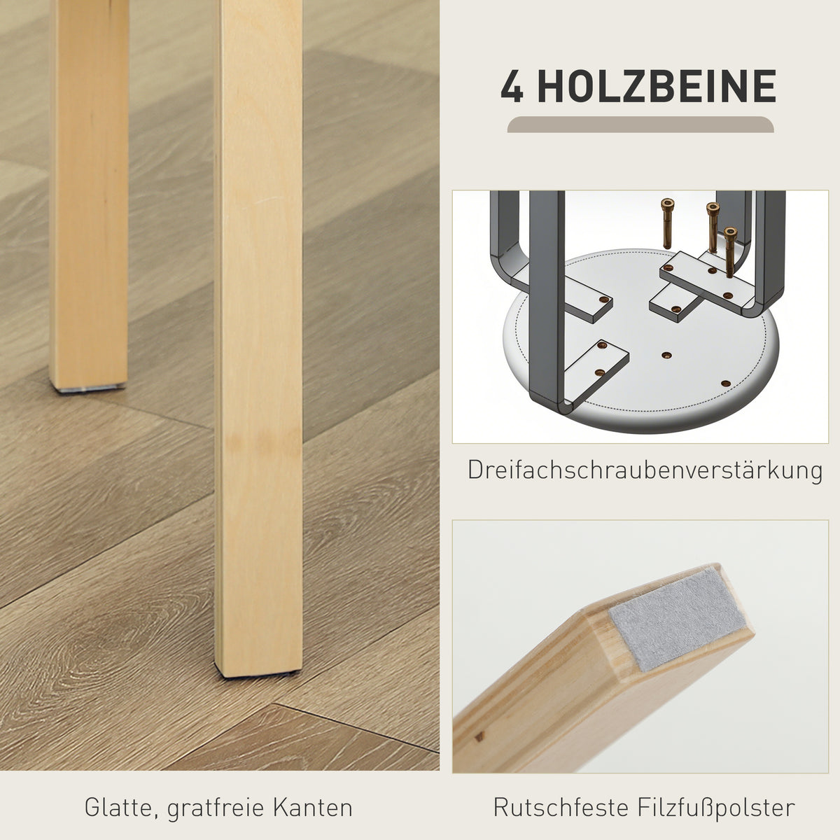 Polsterhocker im 4er-Set, stapelbar