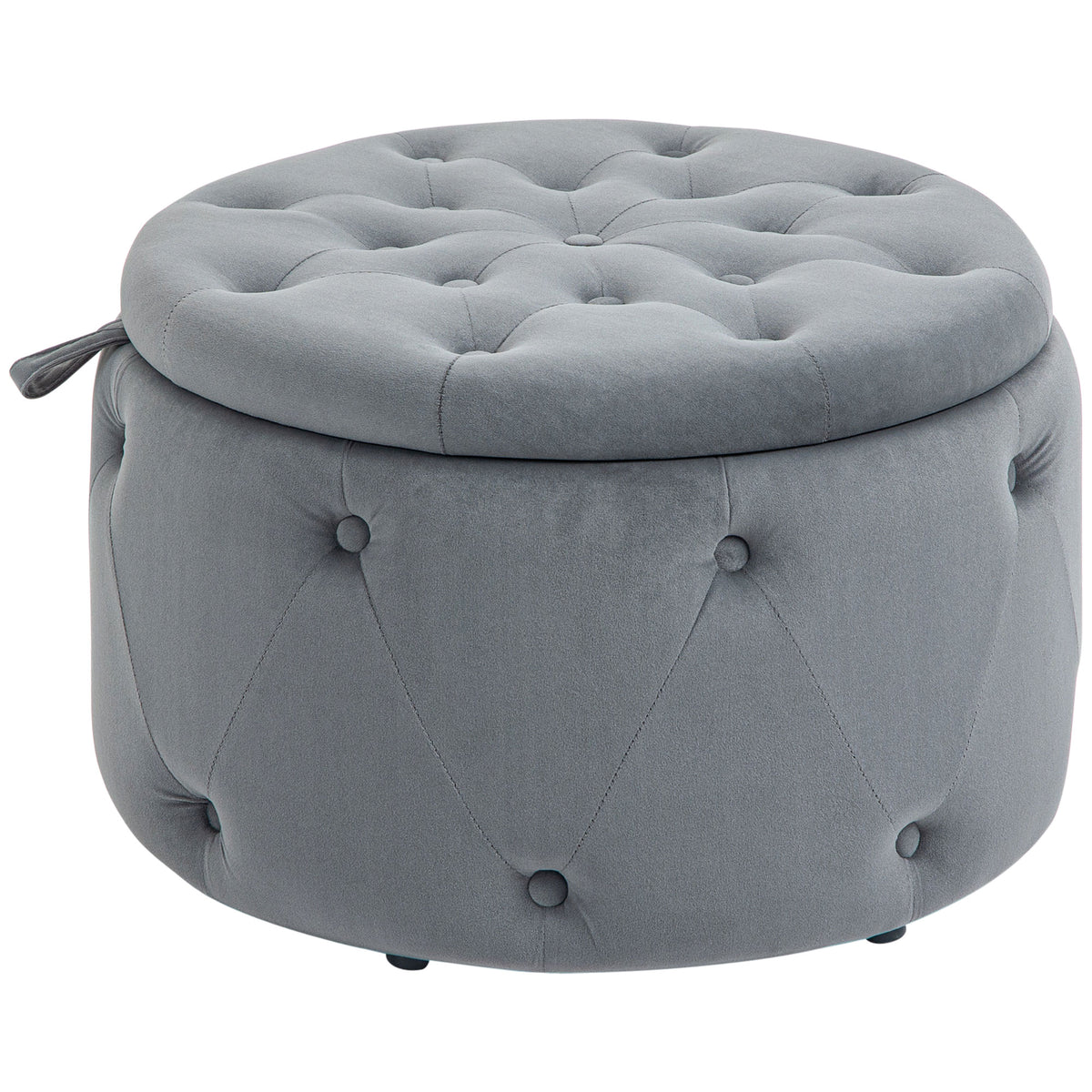 Runder Hocker mit Stauraum und Steppdesign