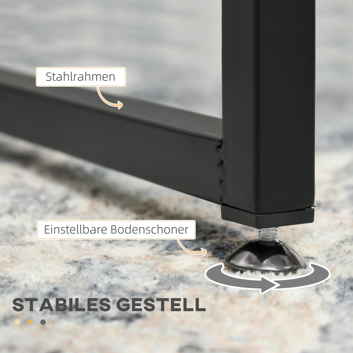 2er-Set stapelbare Glas-Beistelltische mit Stahlgestell