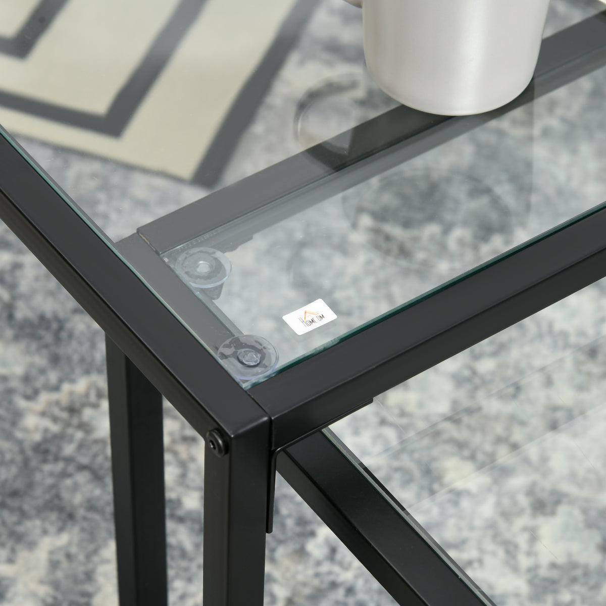 2er-Set stapelbare Glas-Beistelltische mit Stahlgestell