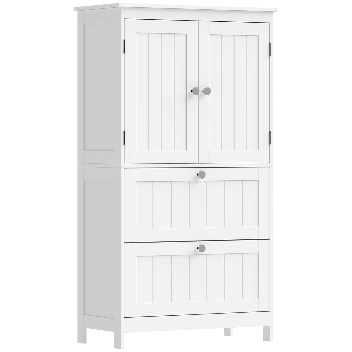 Badezimmerschrank mit 2 Schubladen und Lamellentüren