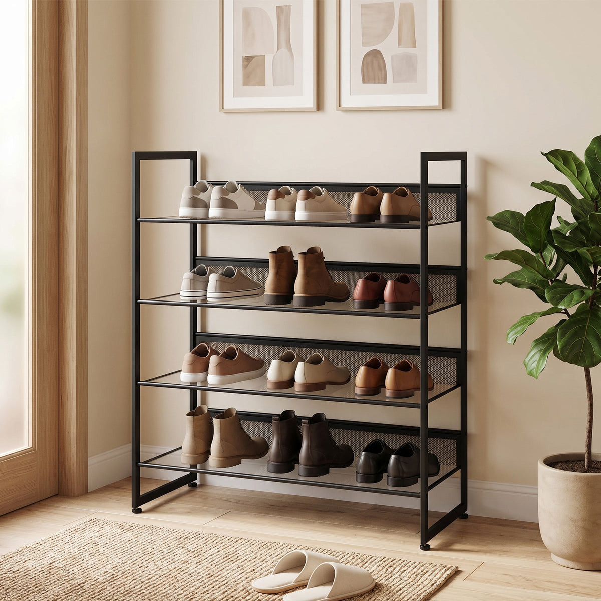 Schuhregal aus Metall mit 4 Ebenen