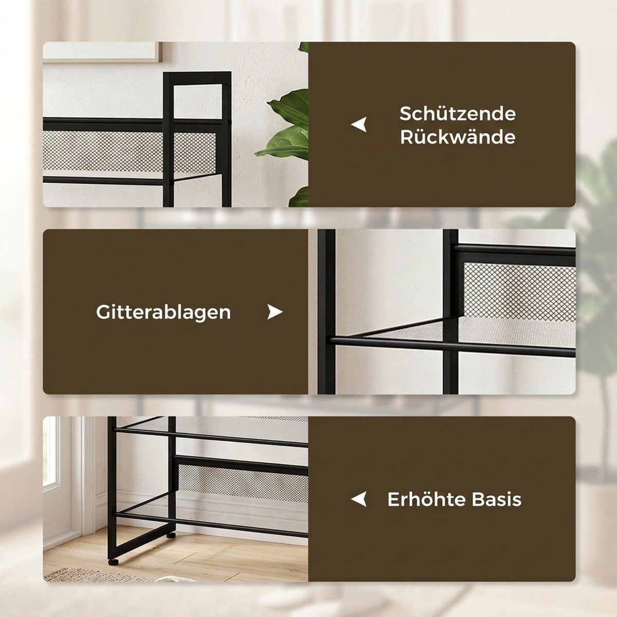Schuhregal aus Metall mit 4 Ebenen