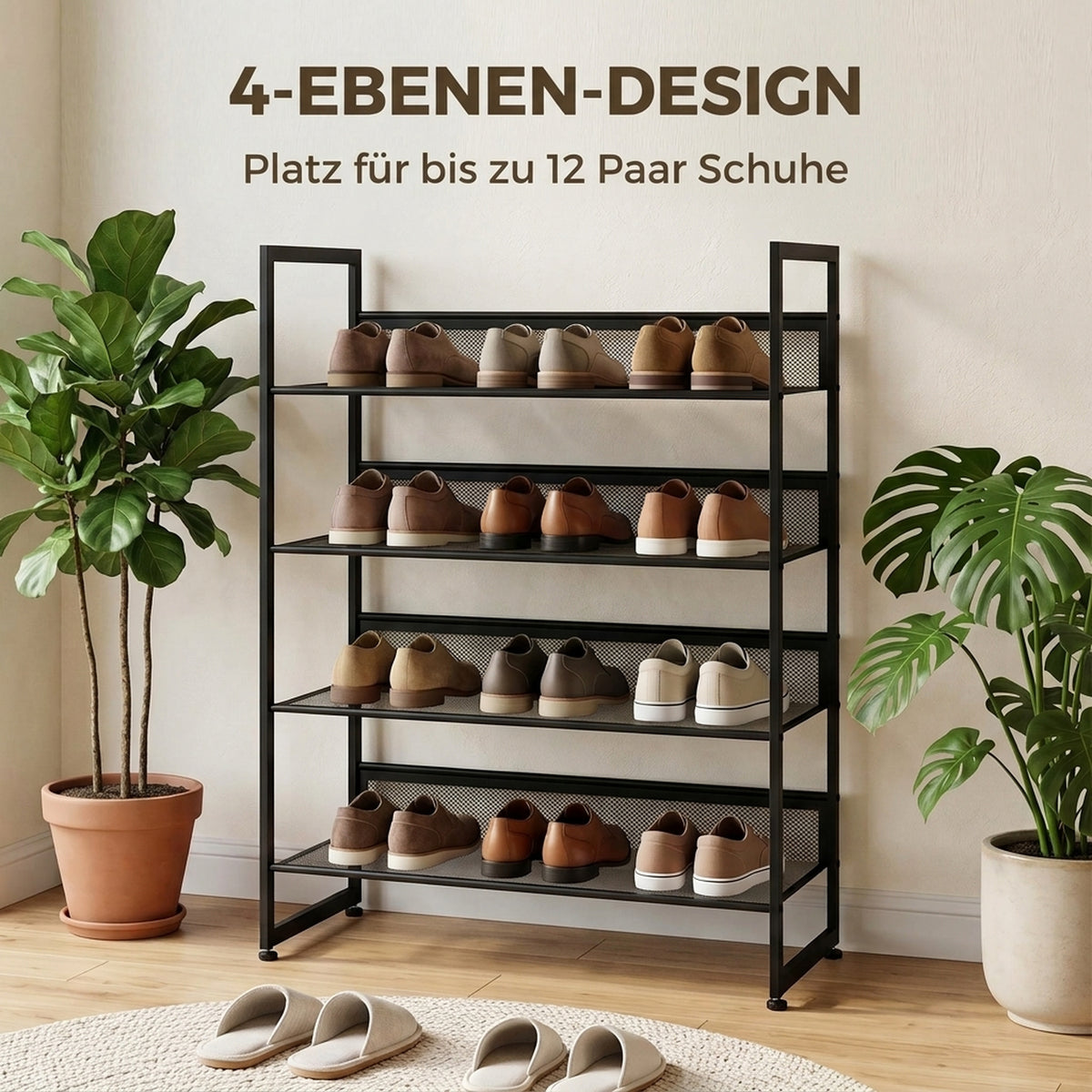 Schuhregal aus Metall mit 4 Ebenen