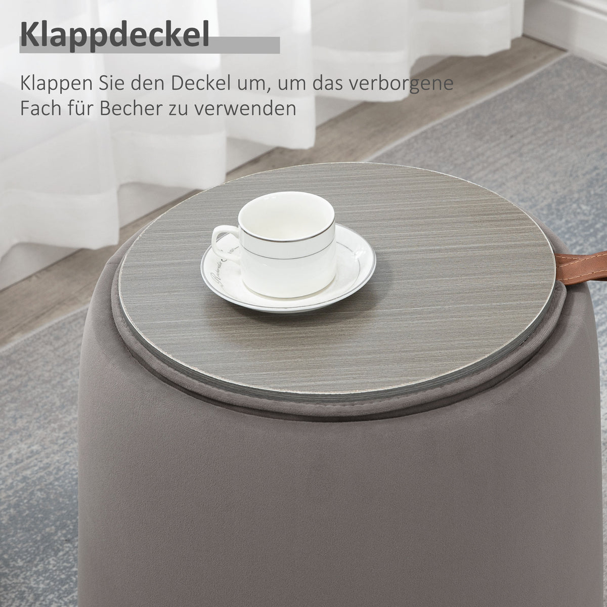 Runder Aufbewahrungshocker mit abnehmbarem Deckel