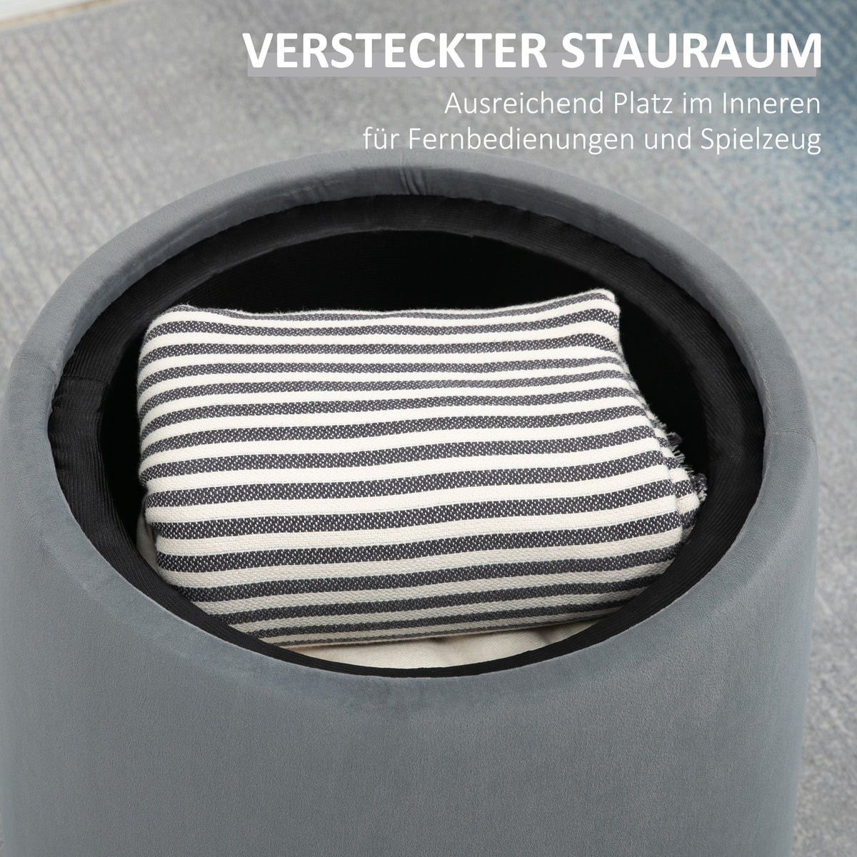 Runder Aufbewahrungshocker mit abnehmbarem Deckel
