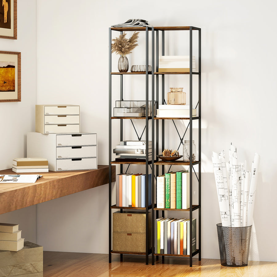2er-Set Bücherregale mit sechs Ebenen