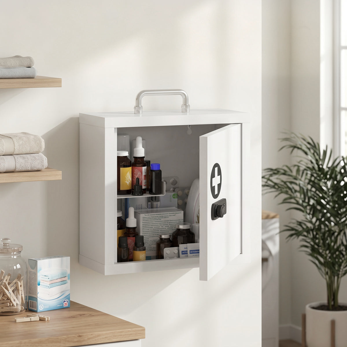 Medizinschrank aus Edelstahl mit Zahlenschloss