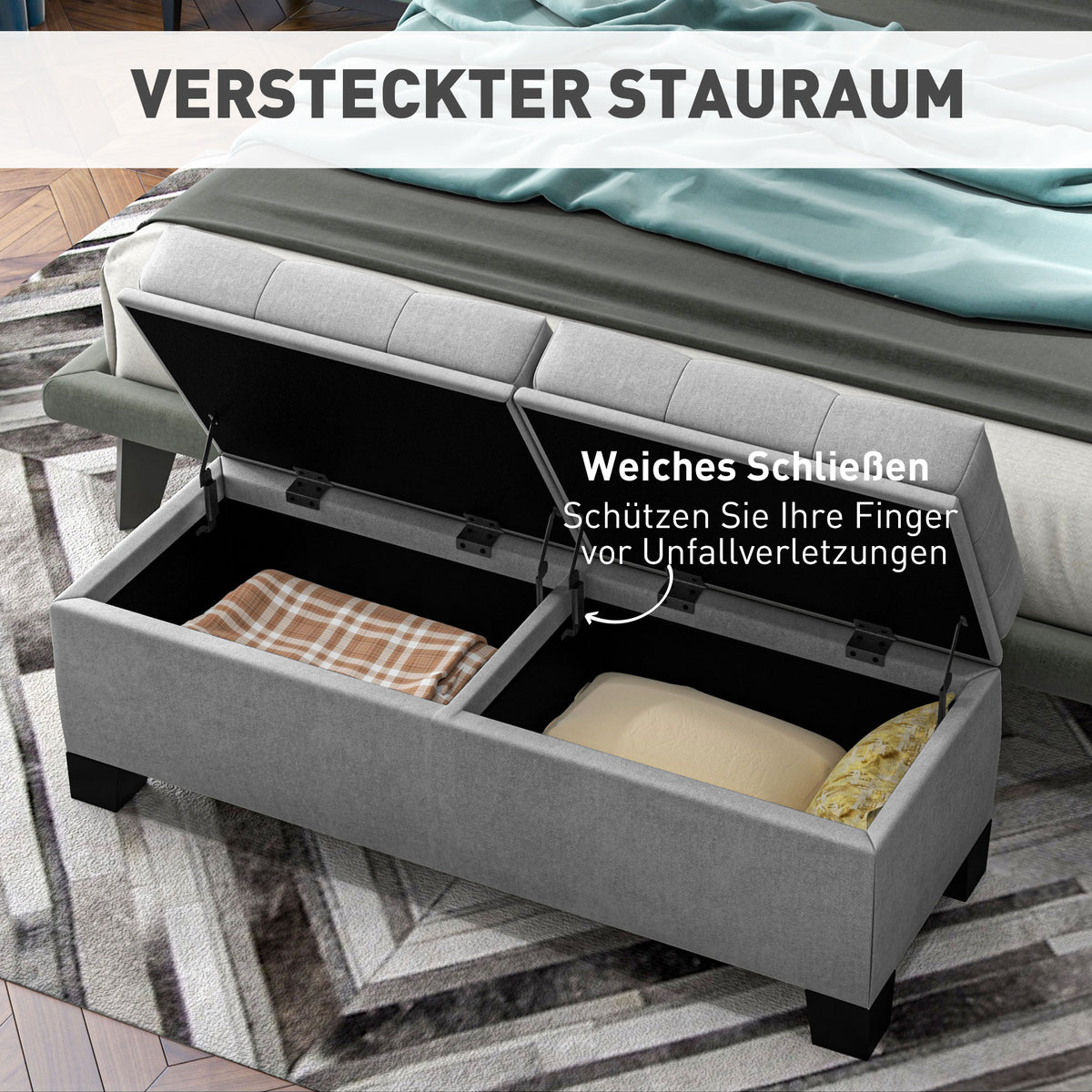 Gepolsterte Sitzbank mit Stauraum