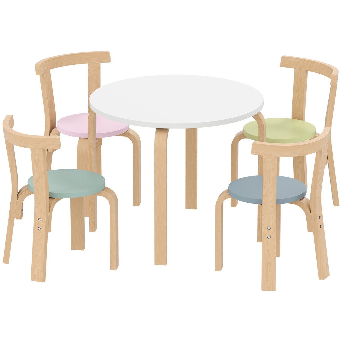 Kindersitzgruppe aus Holz mit Tisch und 4 Stühlen