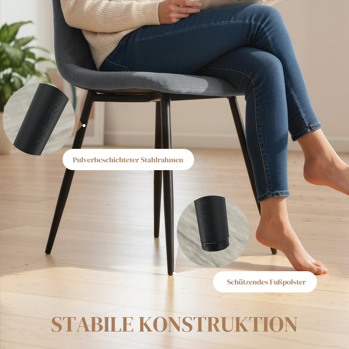 Esszimmerstühle im 4er-Set mit Samtoptik