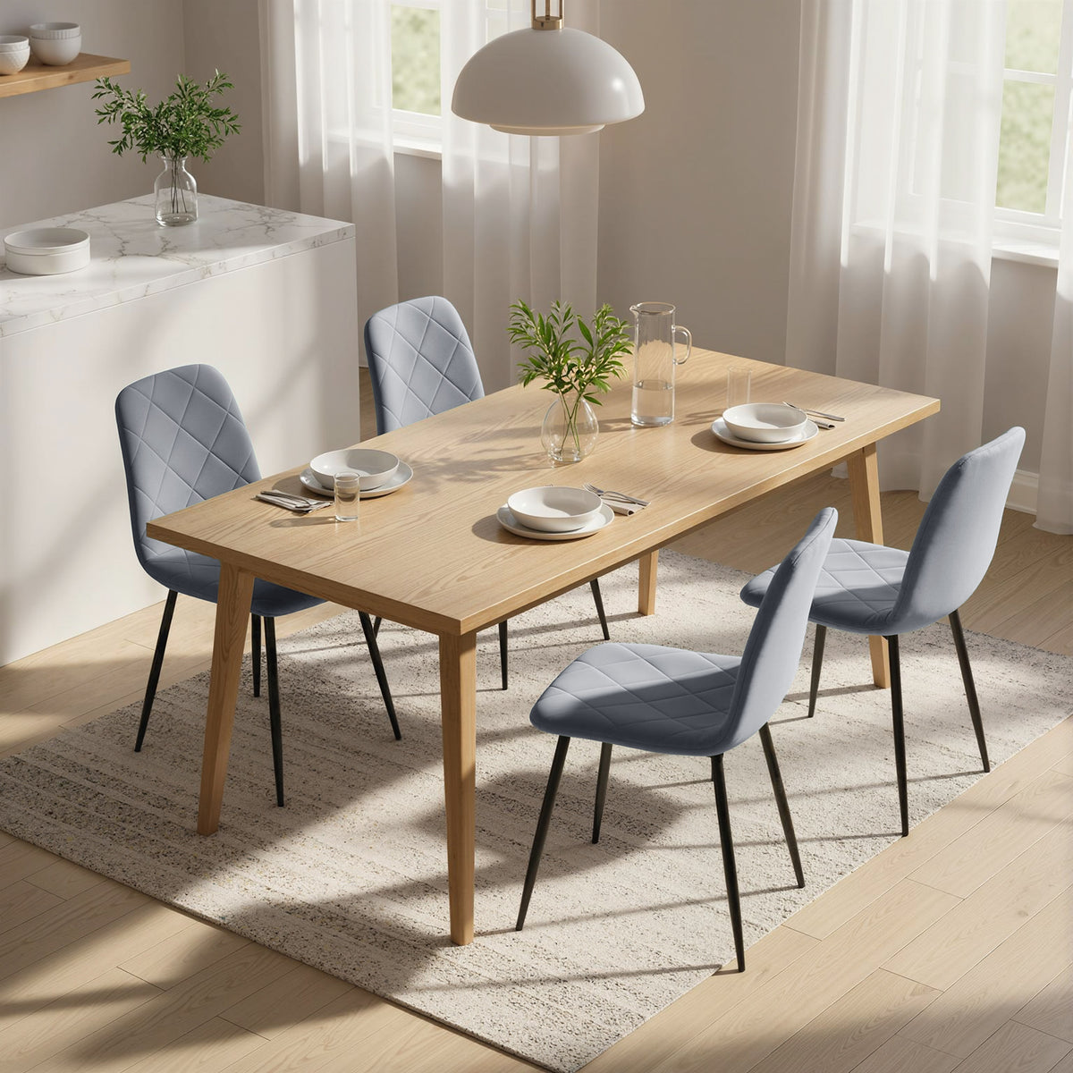 Esszimmerstühle im 4er-Set mit Samtoptik