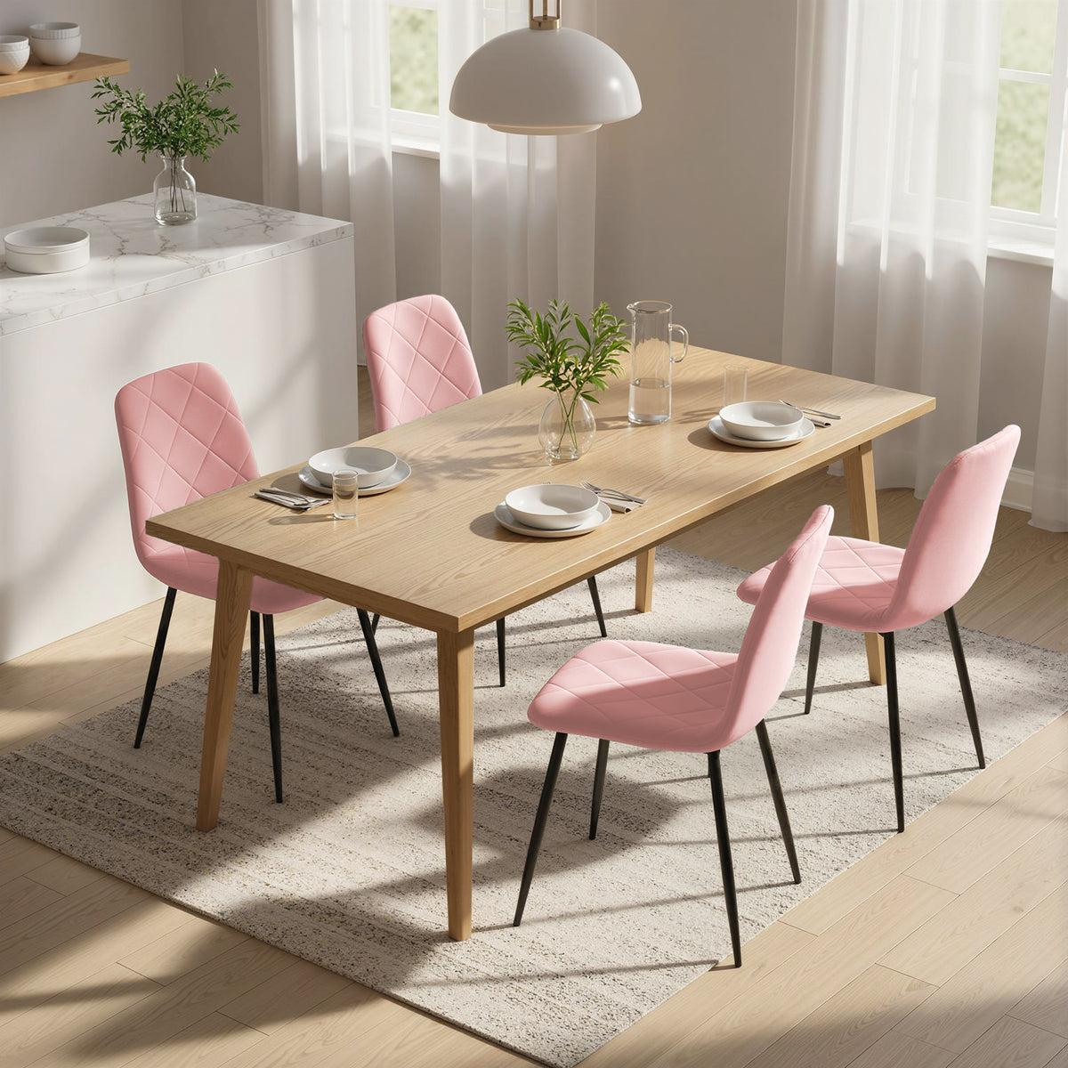 Esszimmerstühle im 4er-Set mit Samtoptik
