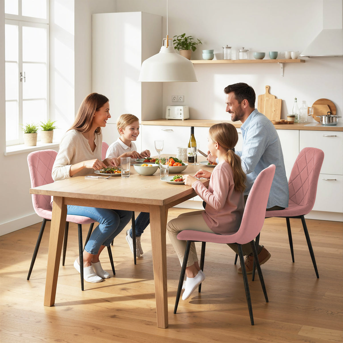 Esszimmerstühle im 4er-Set mit Samtoptik