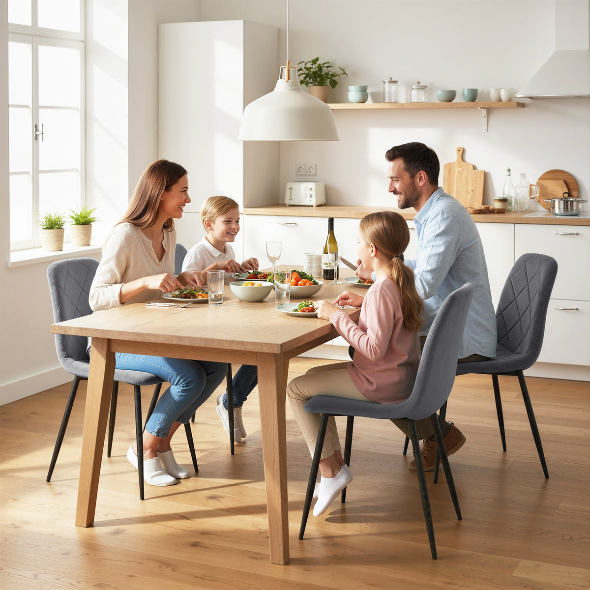 Esszimmerstühle im 4er-Set mit Samtoptik