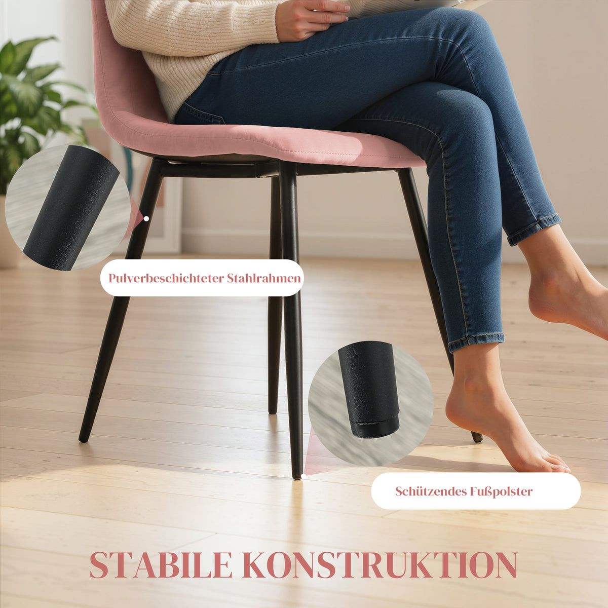 Esszimmerstühle im 4er-Set mit Samtoptik