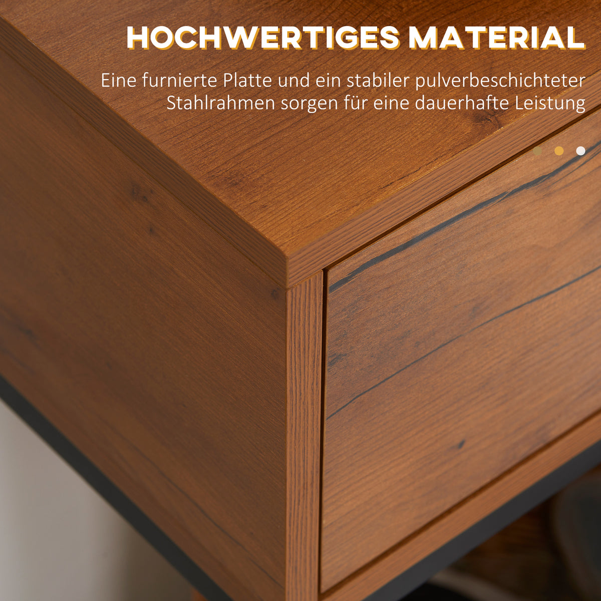 Konsolentisch mit Schublade und Stahlgestell