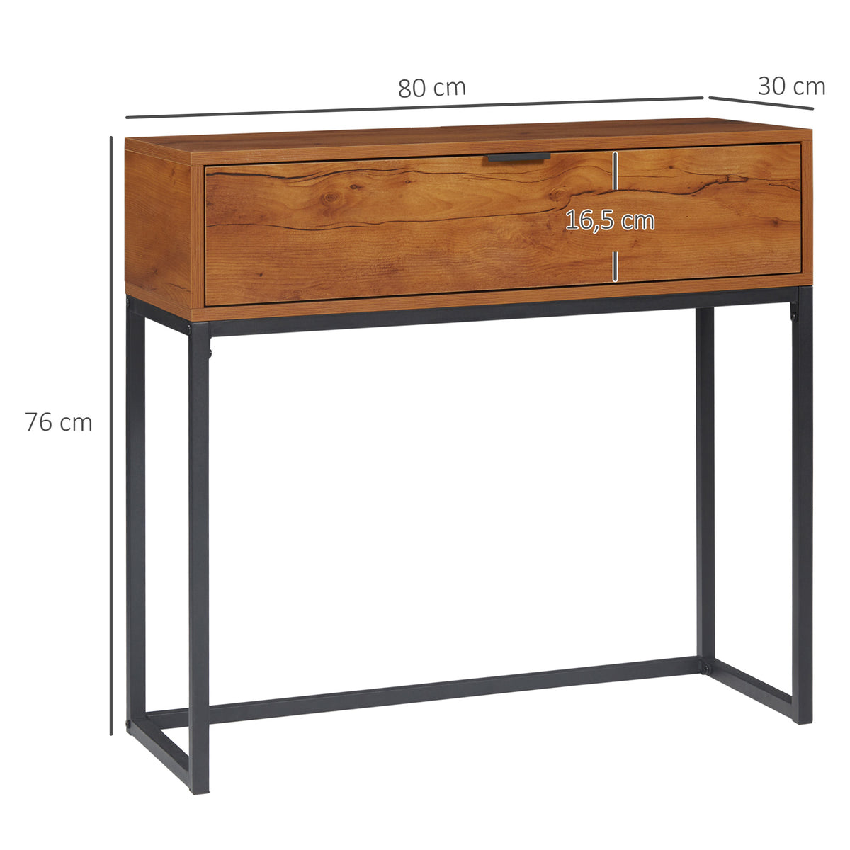 Konsolentisch mit Schublade und Stahlgestell