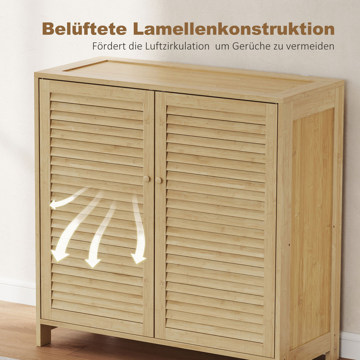 Bambus-Schuhschrank mit verstellbaren Einlegeböden