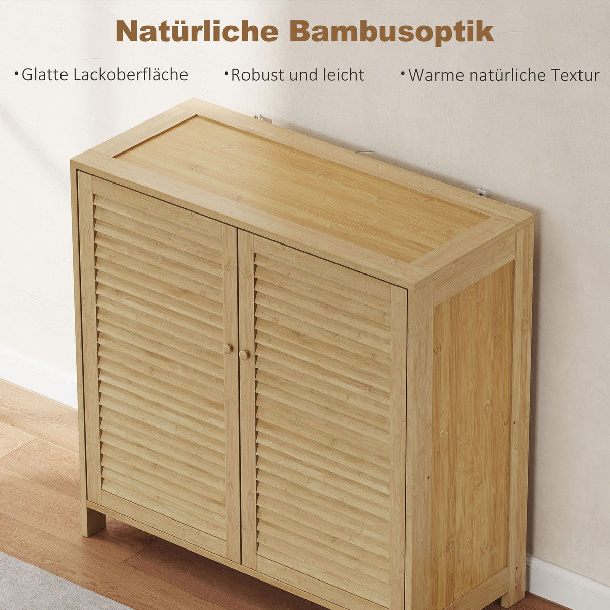 Bambus-Schuhschrank mit verstellbaren Einlegeböden