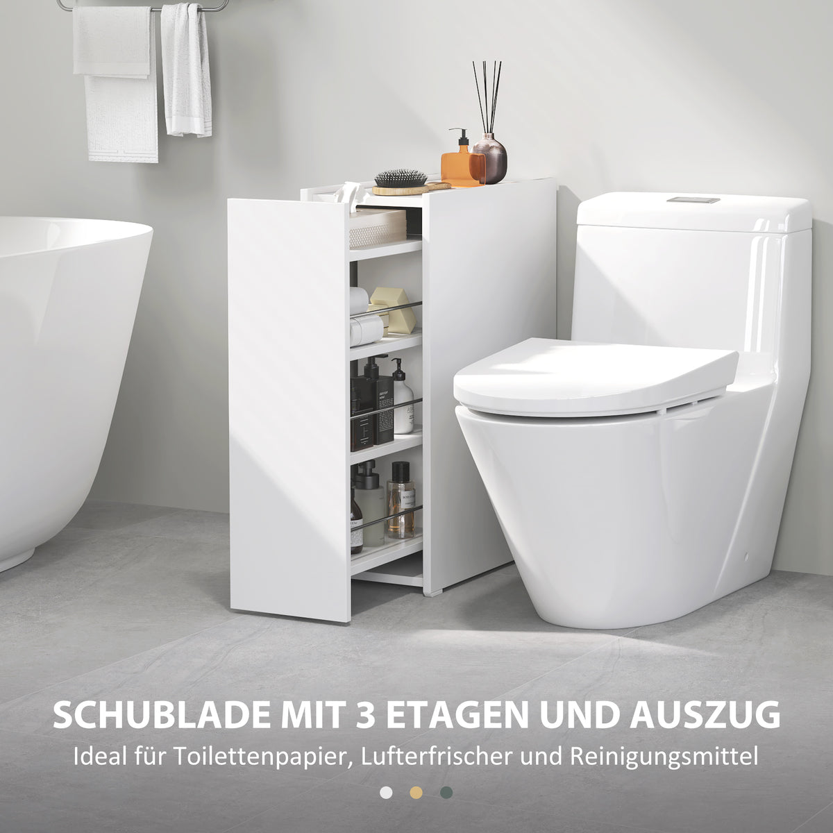 Schmaler Badezimmerschrank mit vier Ebenen