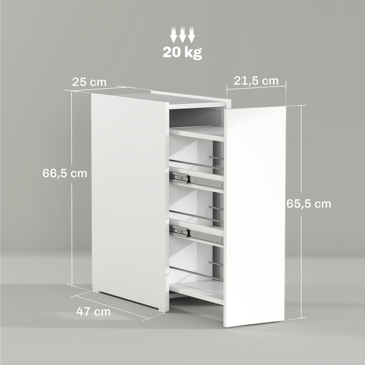 Schmaler Badezimmerschrank mit vier Ebenen