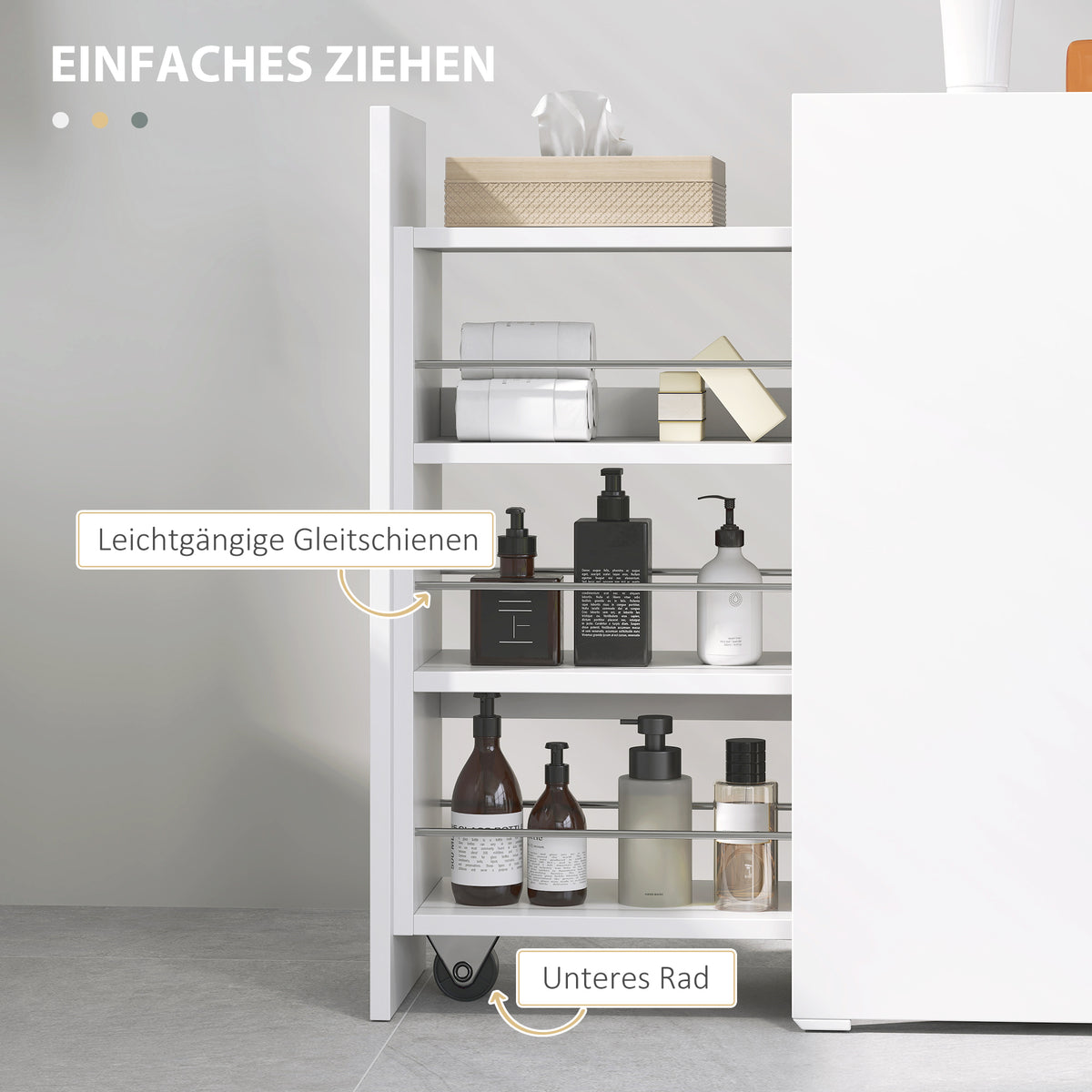 Schmaler Badezimmerschrank mit vier Ebenen