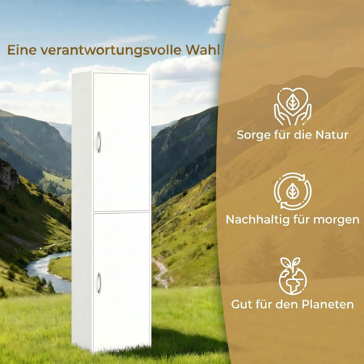 Bücherregal 180 cm mit Türen und verstellbaren Böden