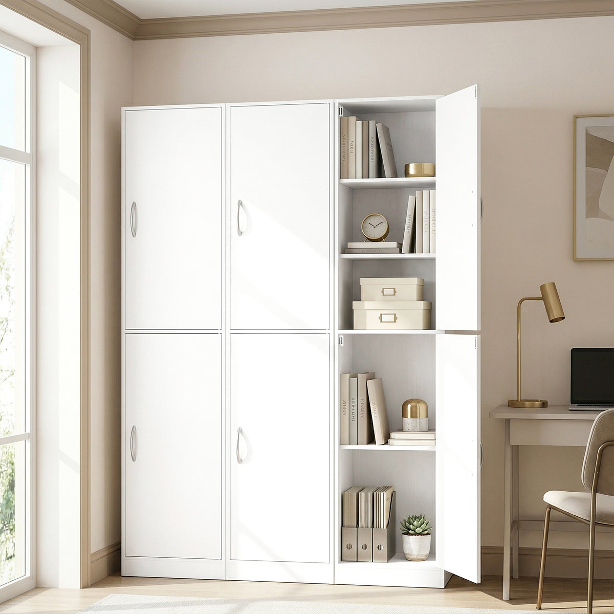Bücherregal 180 cm mit Türen und verstellbaren Böden