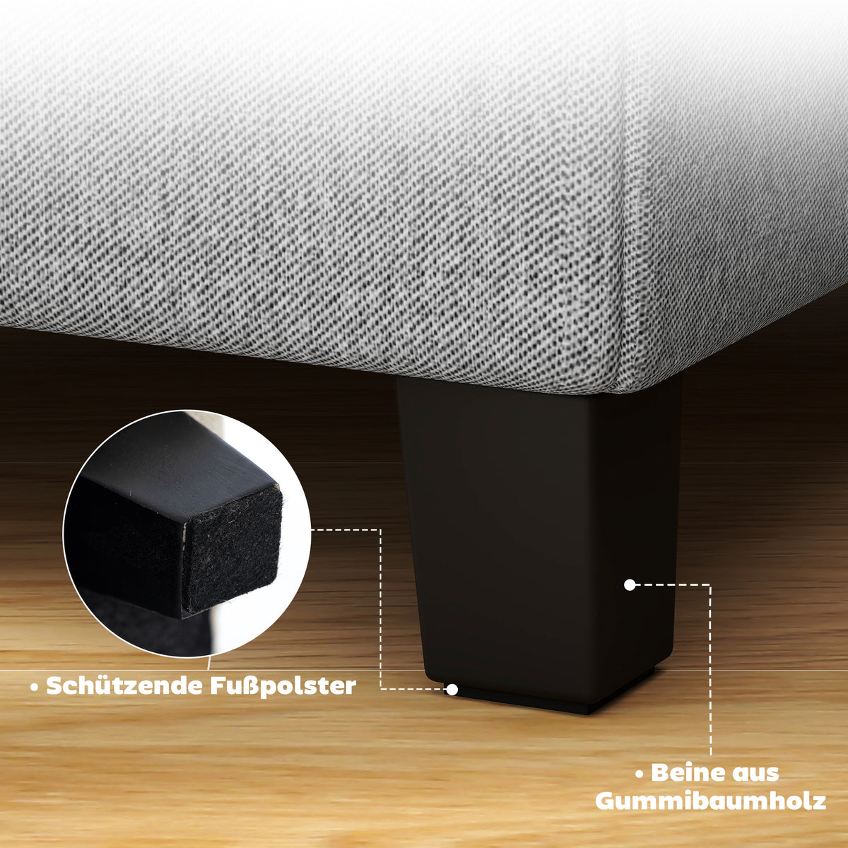 Fußhocker mit Seitentasche und Leinenoptik