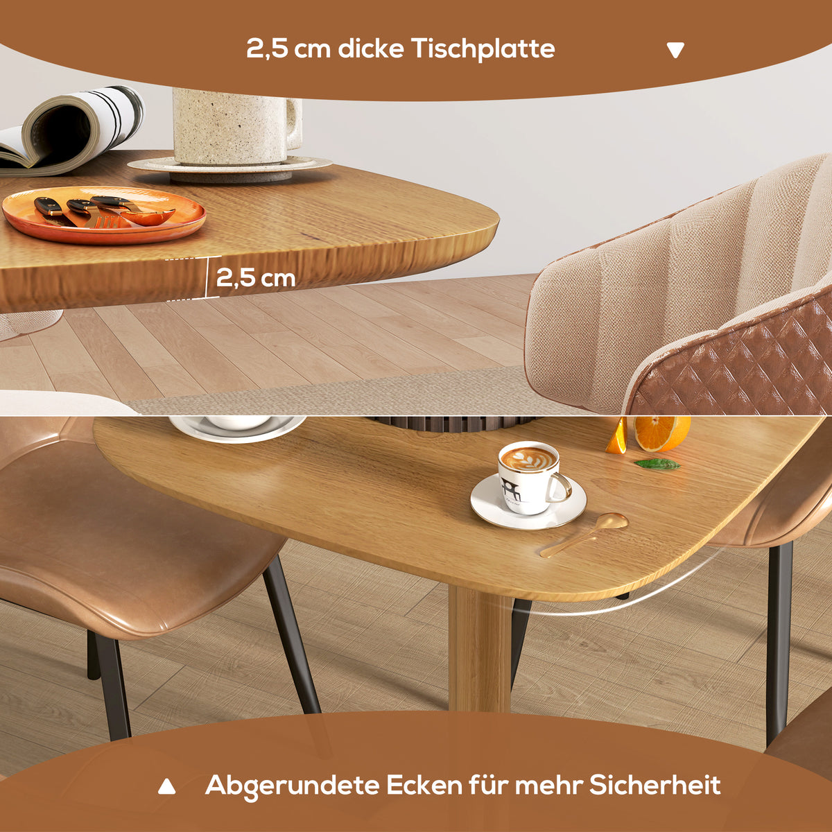 Quadratischer Esstisch aus Kautschukholz