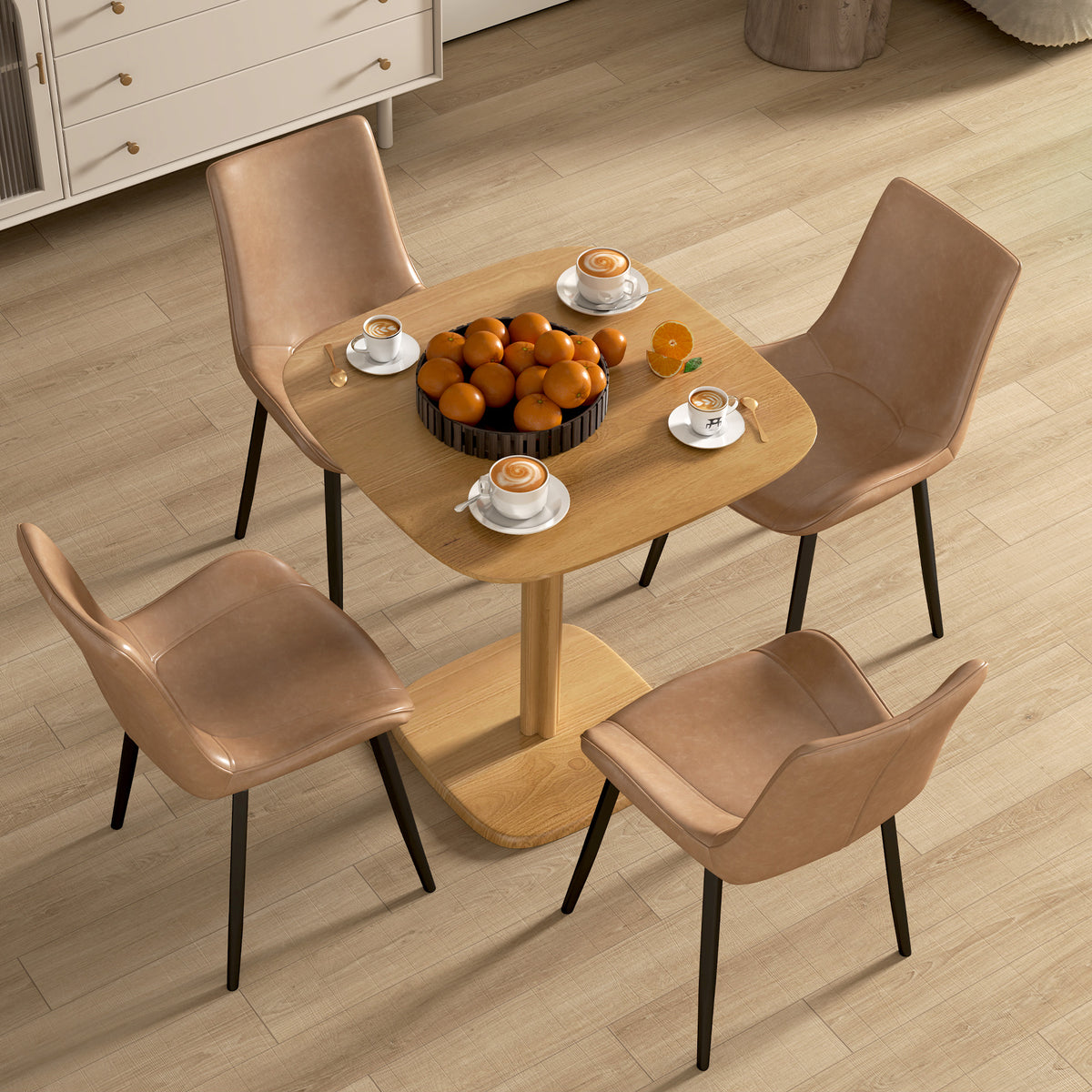 Quadratischer Esstisch aus Kautschukholz