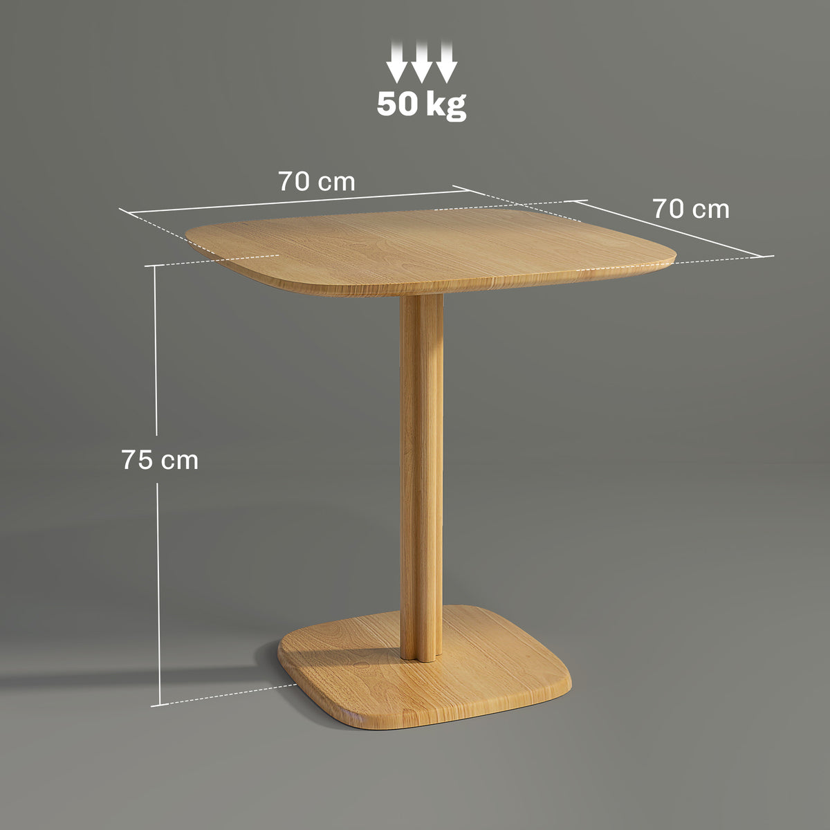 Quadratischer Esstisch aus Kautschukholz