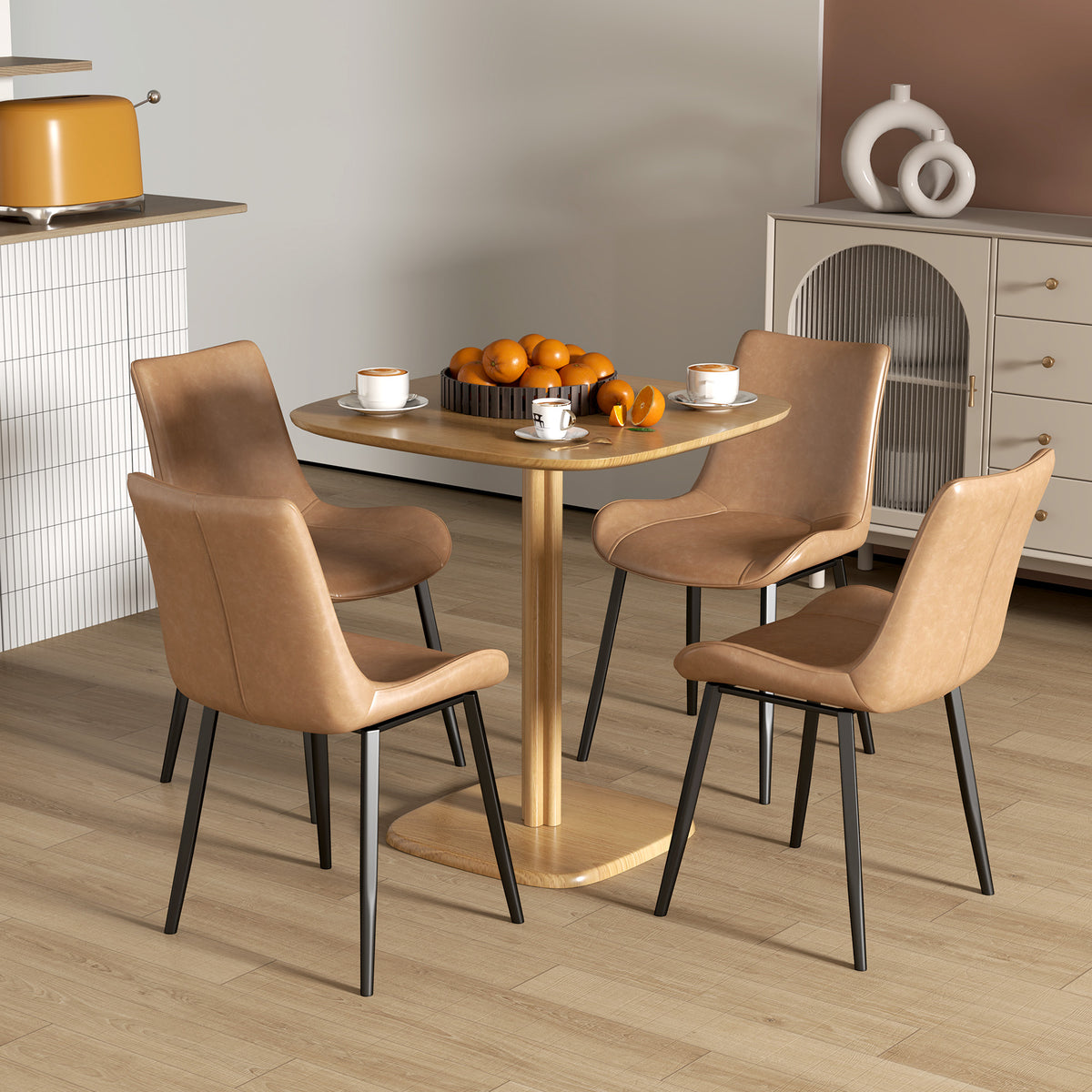 Quadratischer Esstisch aus Kautschukholz