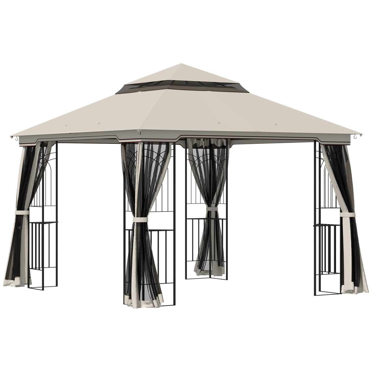 Gartenpavillon mit Doppeldach und vier Netzwänden