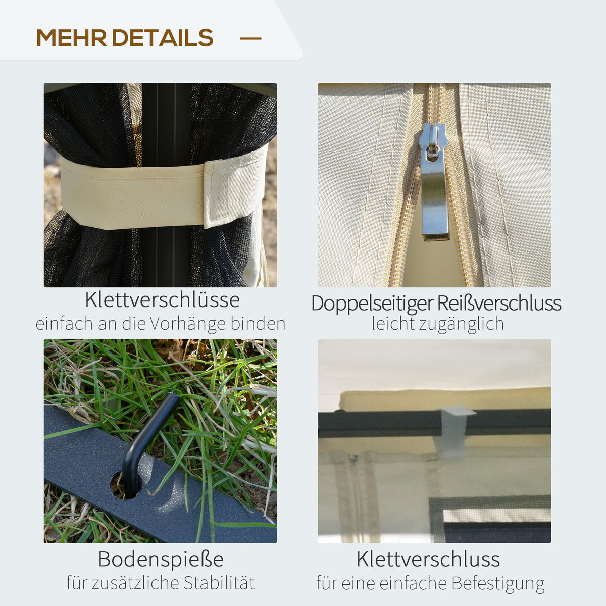 Gartenpavillon mit Doppeldach und vier Netzwänden