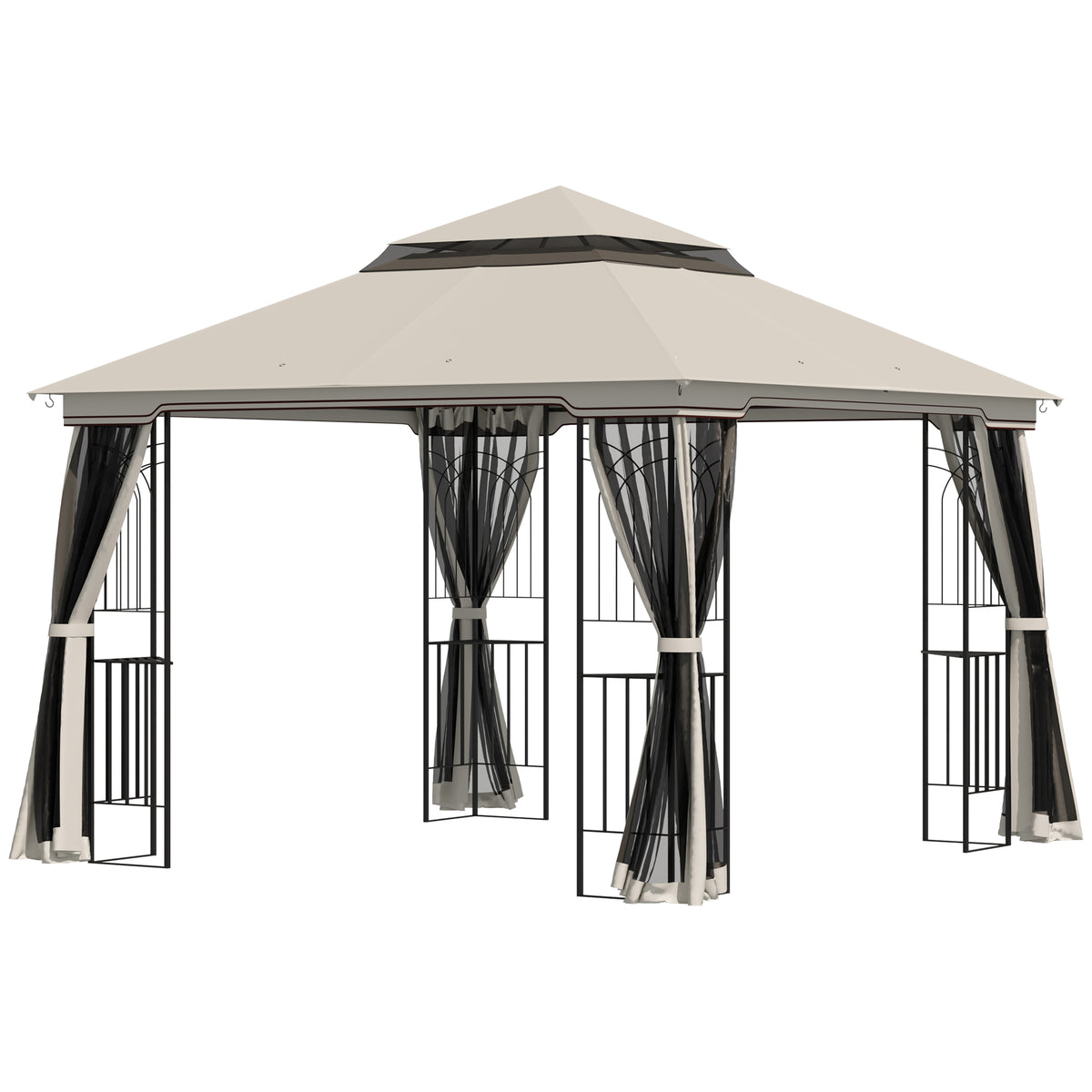 Gartenpavillon mit Doppeldach und vier Netzwänden