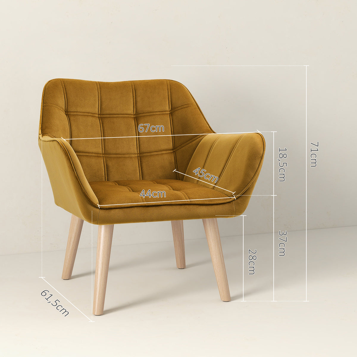 Polstersessel im Skandi-Design mit Samtoptik