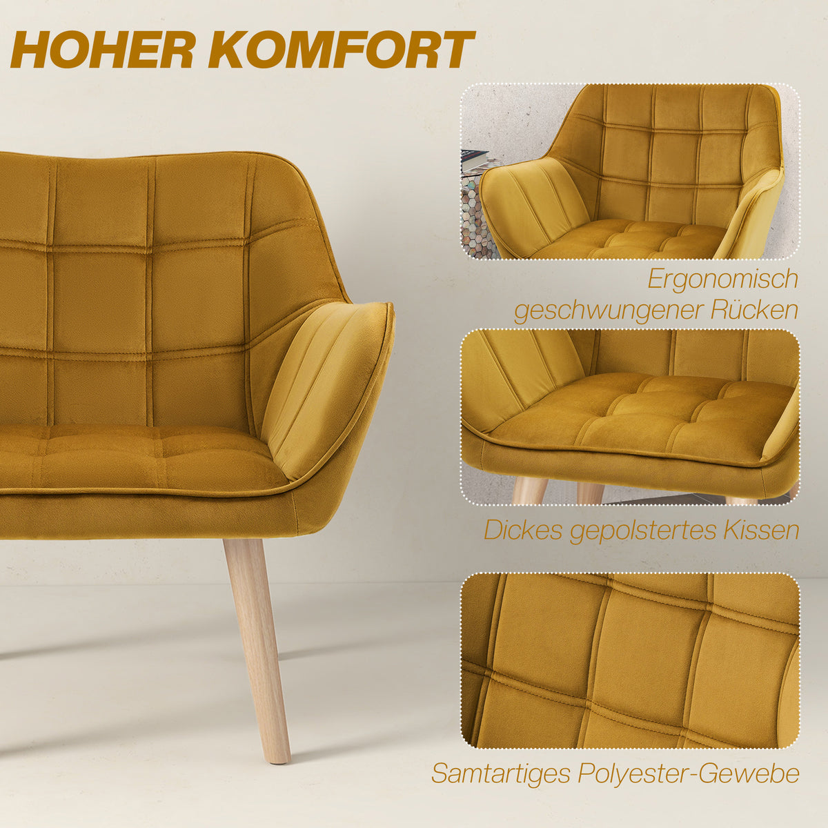 Polstersessel im Skandi-Design mit Samtoptik